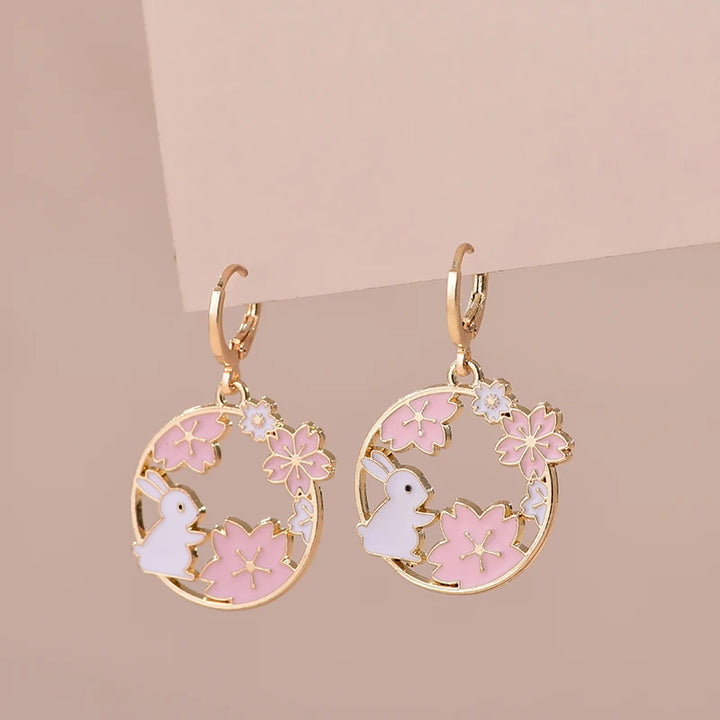 Boucles d'Oreilles Japonaises Lapin Sakura