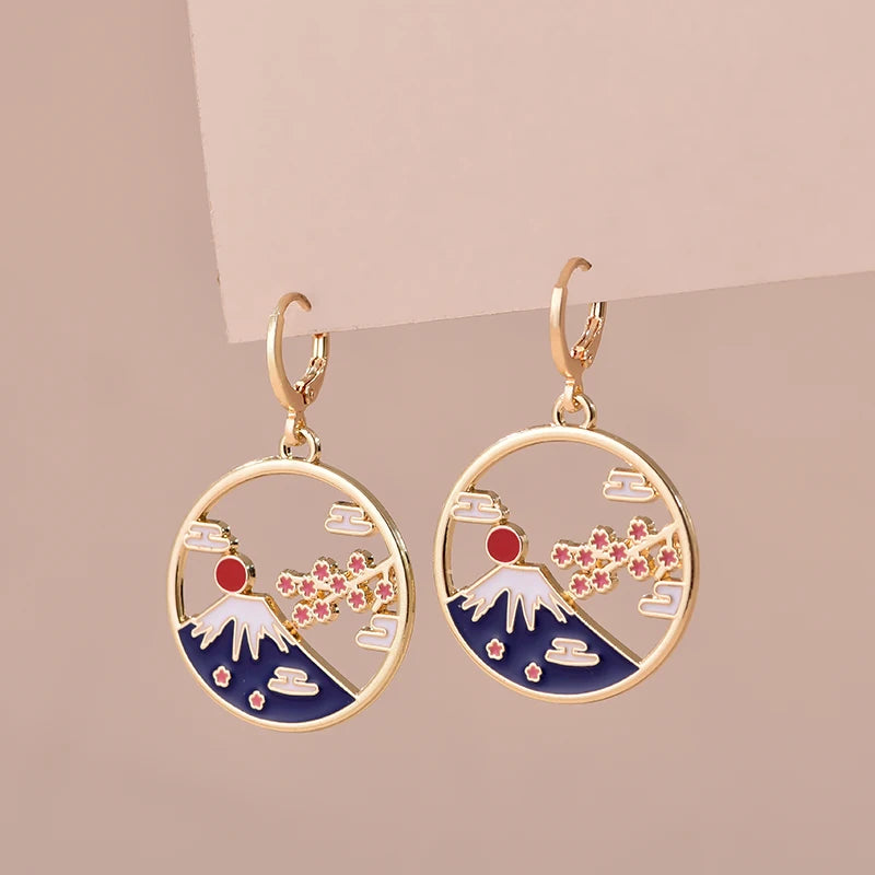 Boucles d'Oreilles Japonaises Mont Fuji