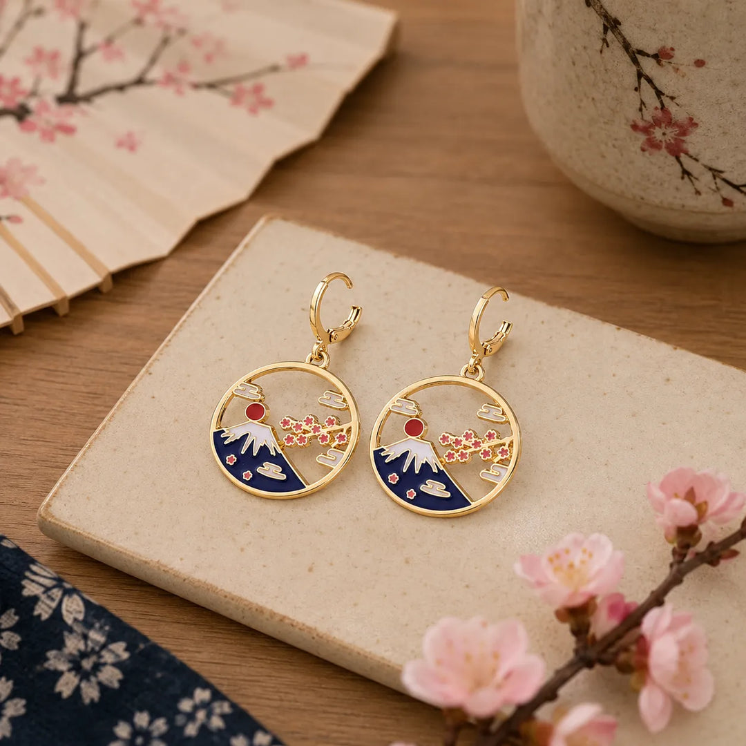 Boucles d'Oreilles Japonaises Mont Fuji Légère