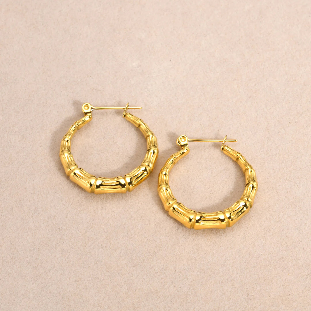 Boucles d'oreilles japonaise bambou Dorées tendance