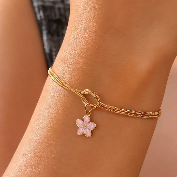 Bracelet Double Chaîne Sakura Rose