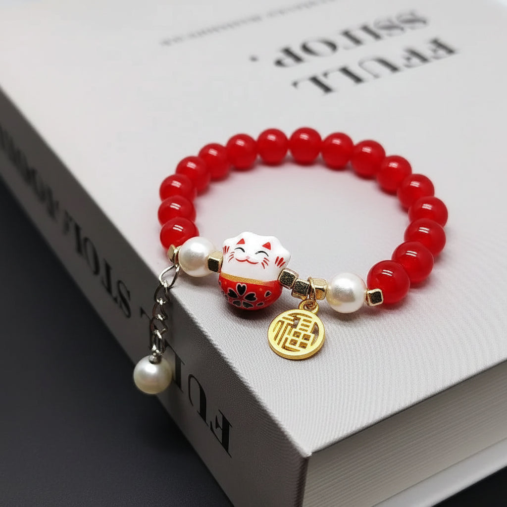 Bracelet Japonais Chat perlé de qualité