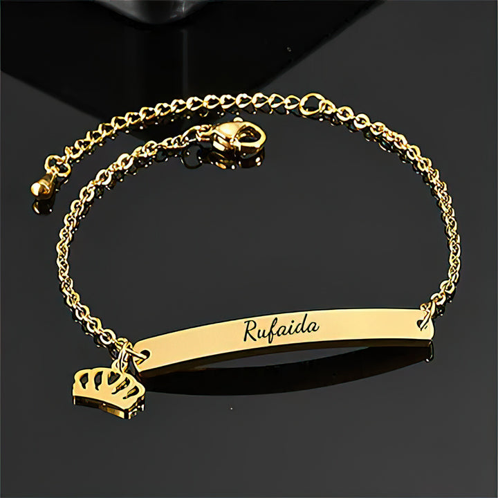 Bracelet Japonais Fin Personnalisé Couronne doré