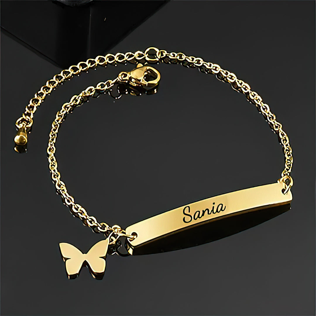 Bracelet Japonais Fin Personnalisé Papillon doré