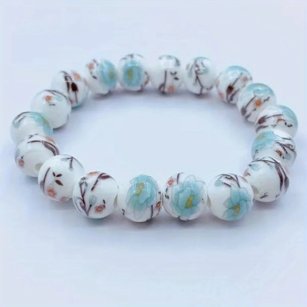 Bracelet Japonais Perles Céramique à fleur
