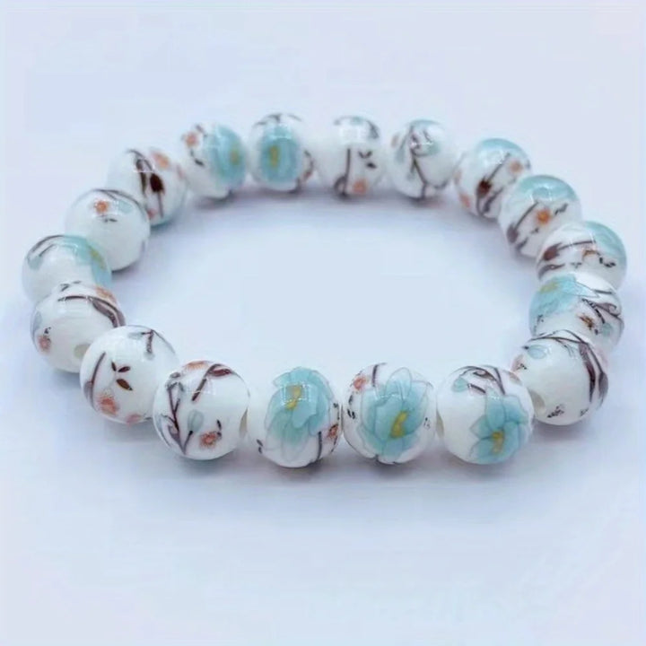 Bracelet Japonais Perles Céramique à fleur
