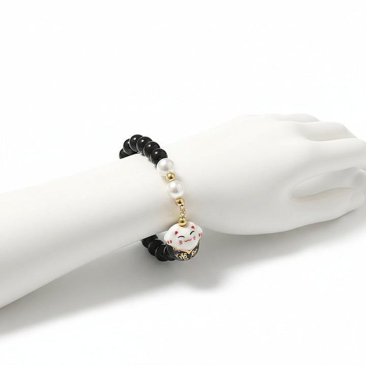 Bracelet Japonais Perles de Pierre noir
