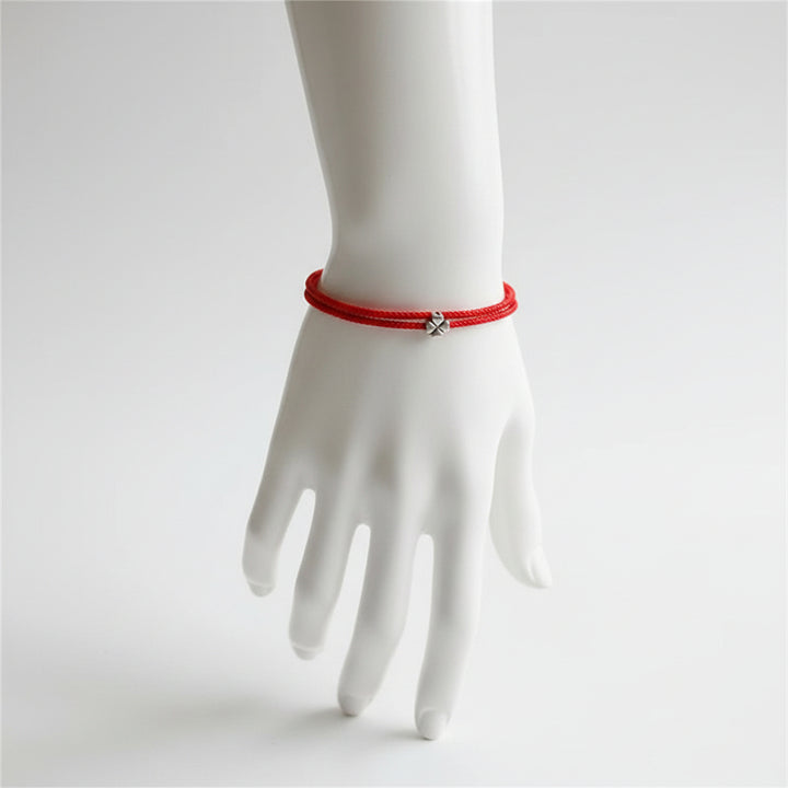 Bracelet Japonais Trèfle à cordon rouge