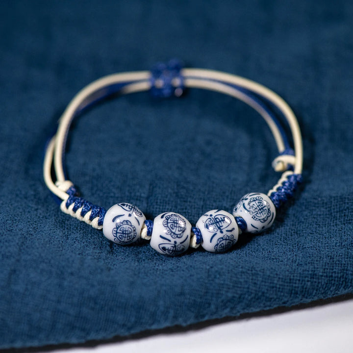 Bracelet Japonais à cordon perles céramique