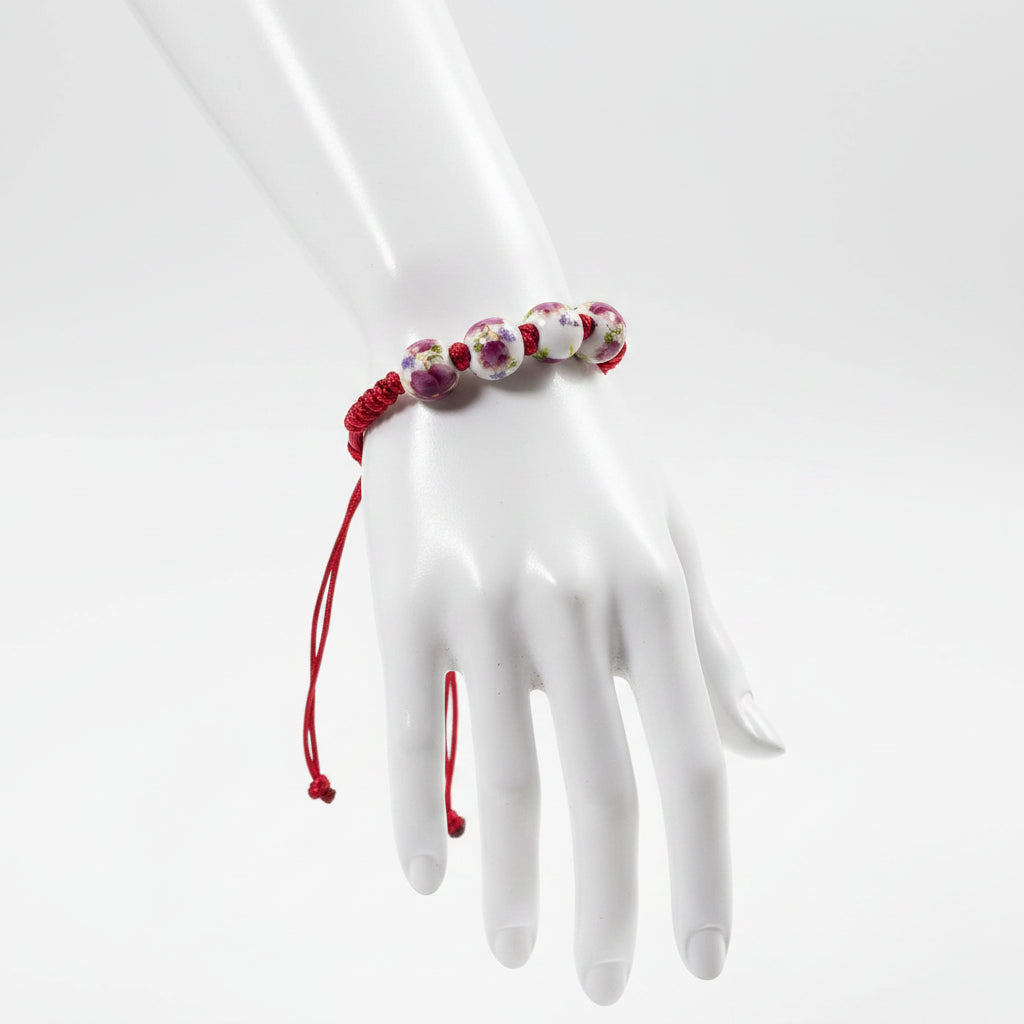 Bracelet Japonais à cordon perles céramique