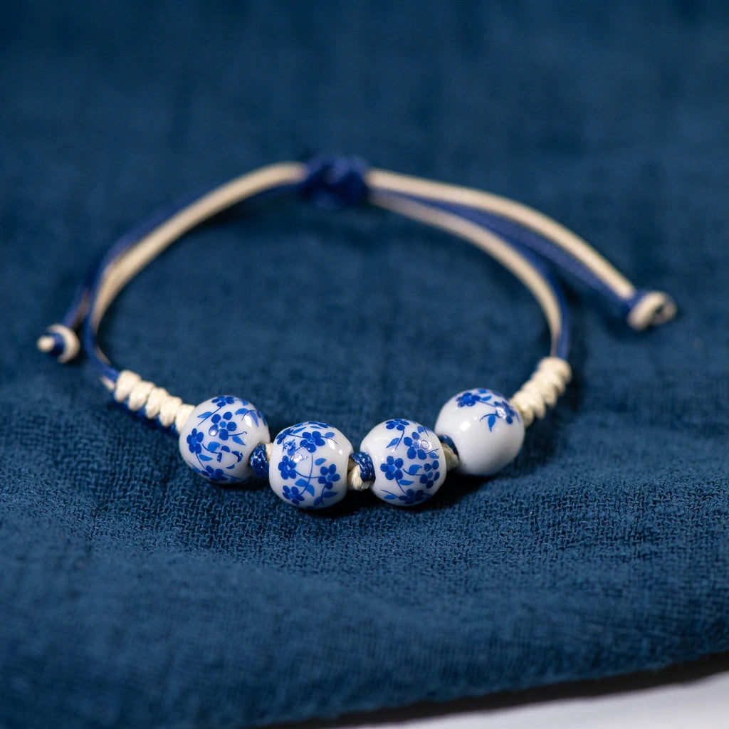 Bracelet Japonais à cordon perles céramique