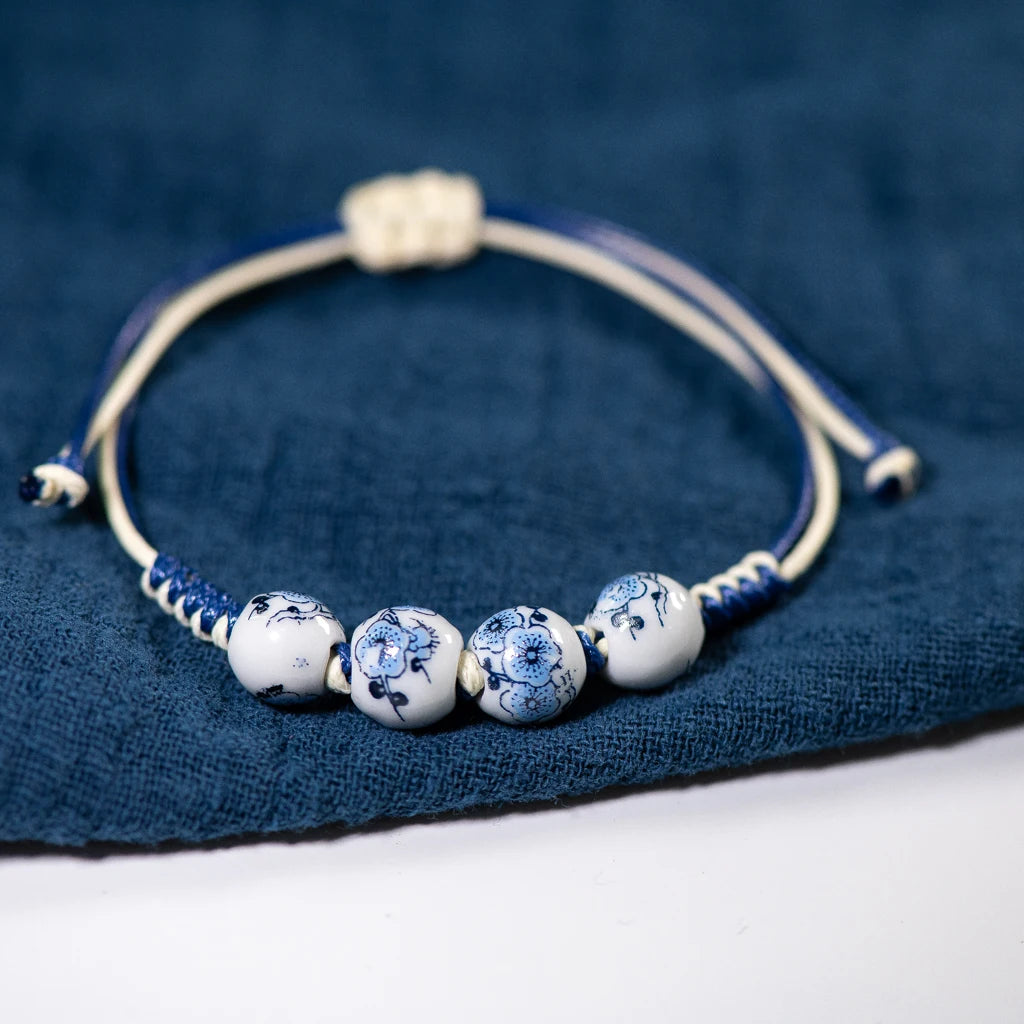 Bracelet Japonais à cordon perles céramique