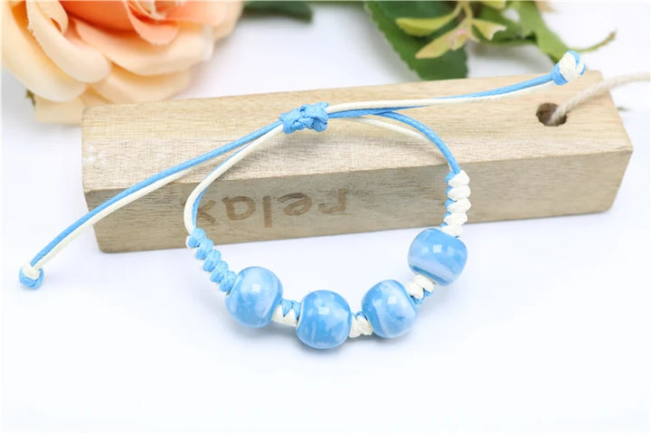 Bracelet Japonais en perles Larimar unique