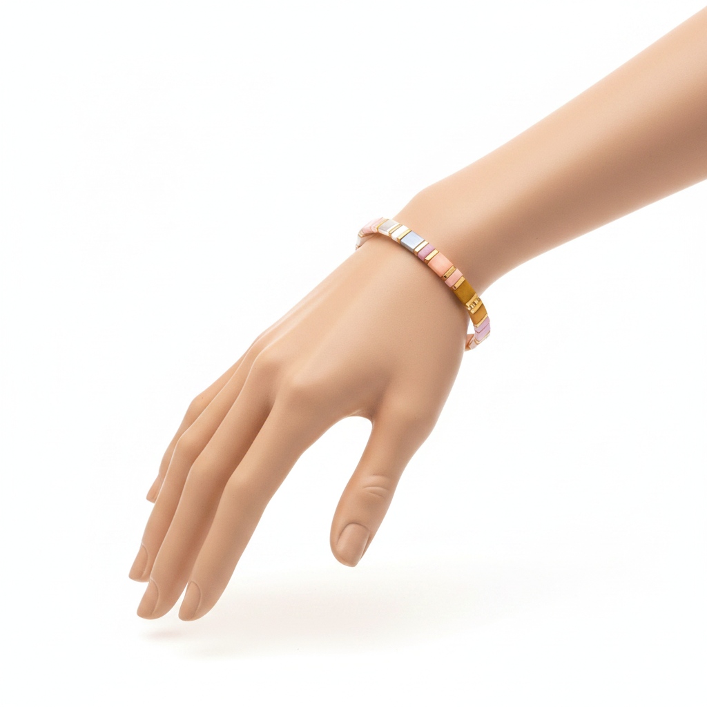 Bracelet Miyuki Tila Femme rose stylé