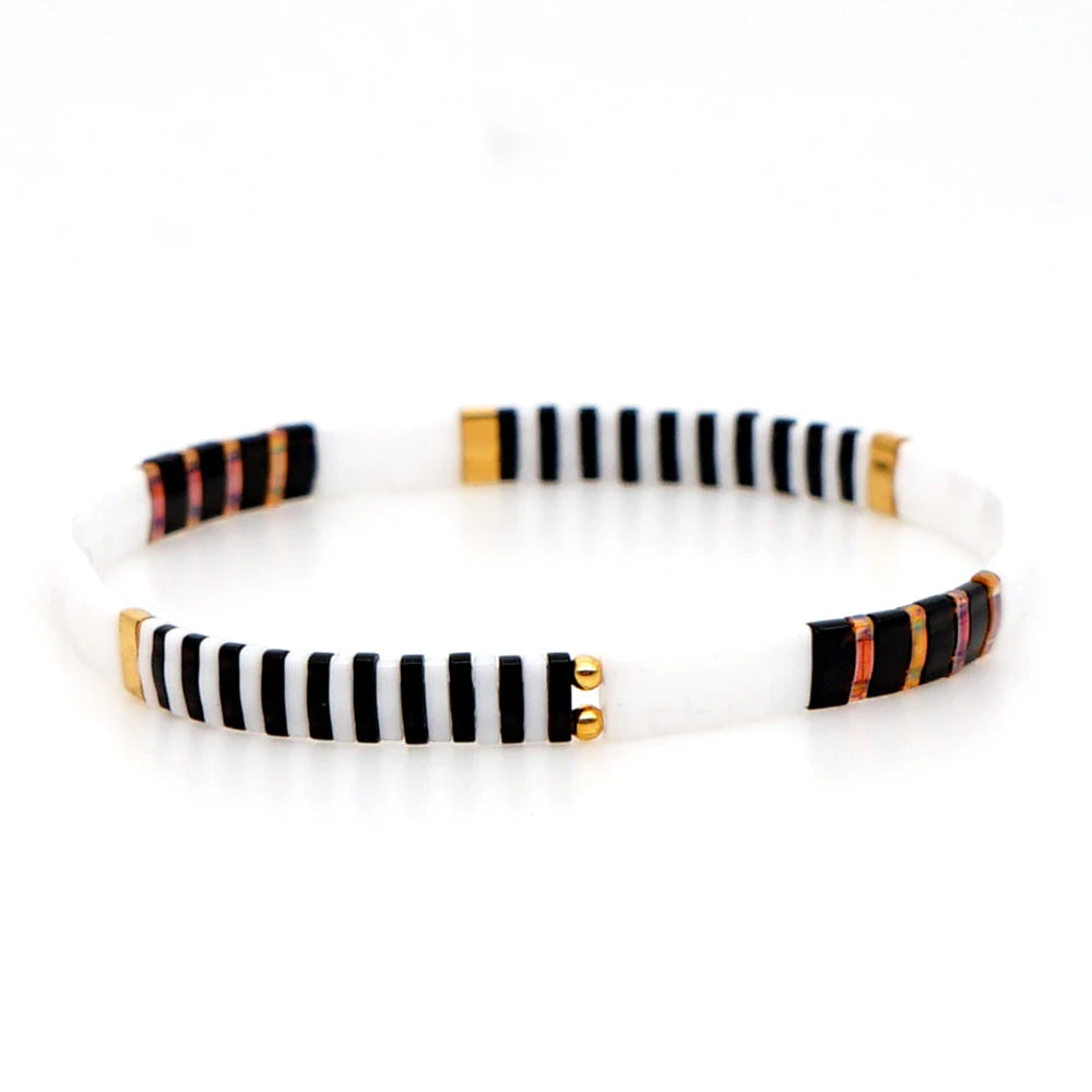 Bracelet Miyuki Tila Or Noir Blanc tendance