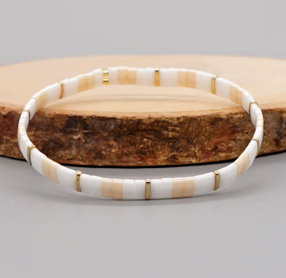 Bracelet Miyuki Tila Rose Blanc tendance