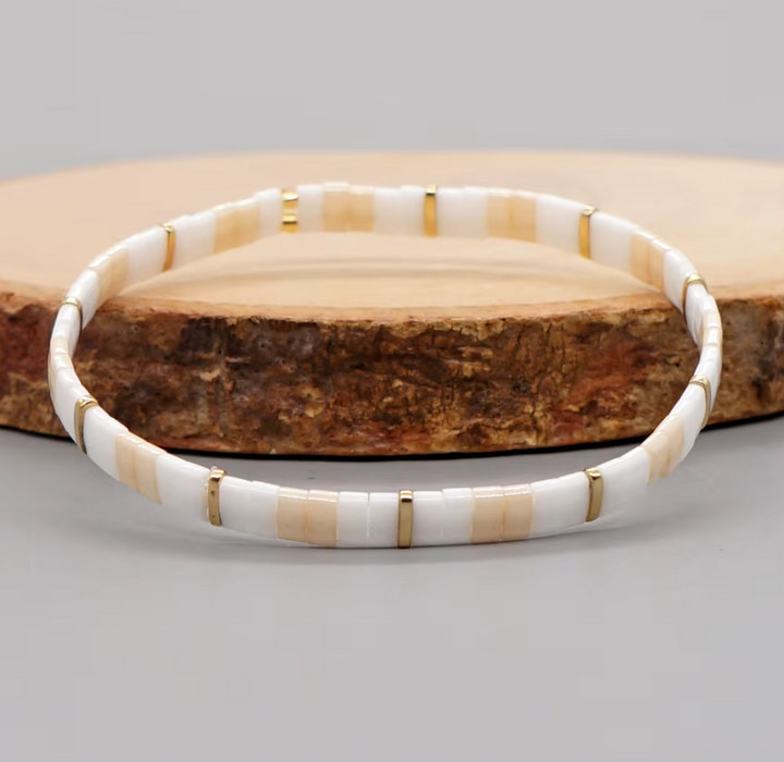 Bracelet Miyuki Tila Rose Blanc tendance