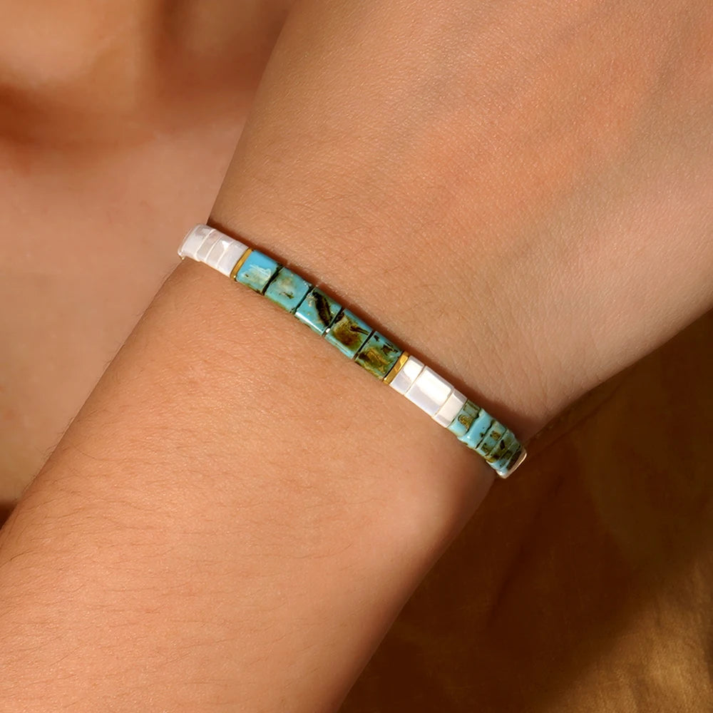 Bracelet Miyuki Tila en Perles de Verre unique