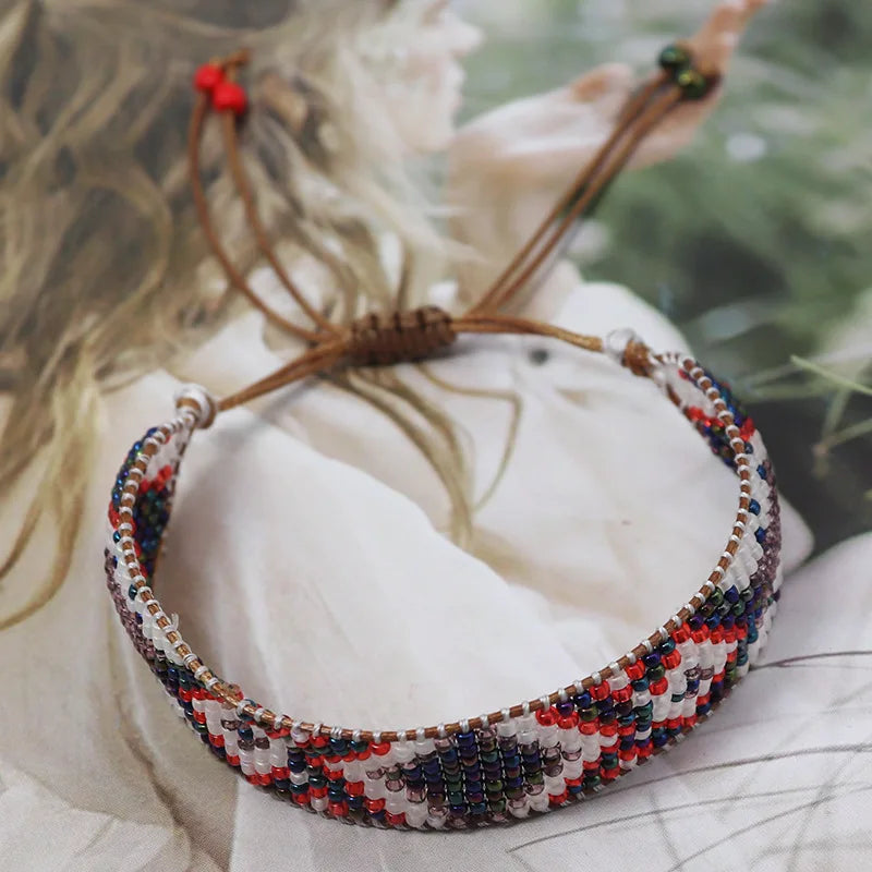 Bracelet Miyuki boho perlé géométriques fluide