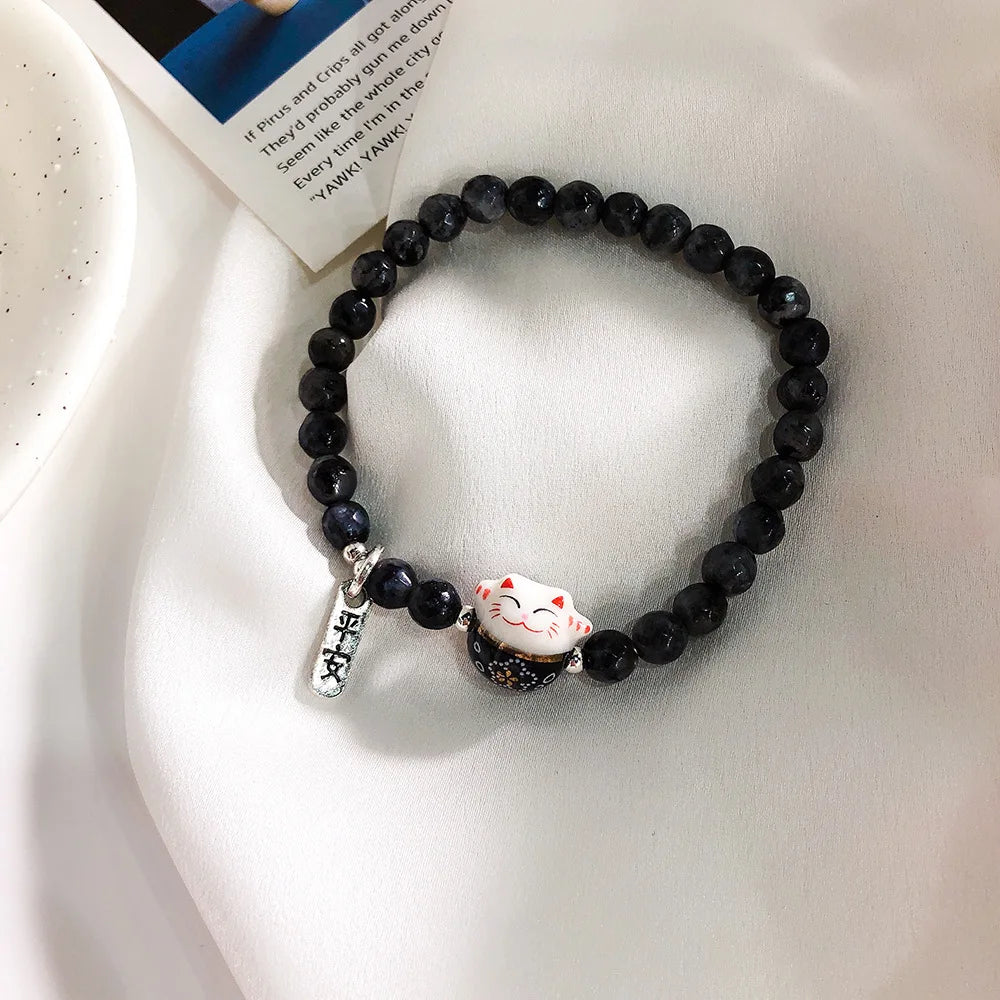 Bracelet en Perles Lucky Cat délicat