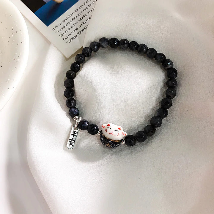 Bracelet en Perles Lucky Cat délicat