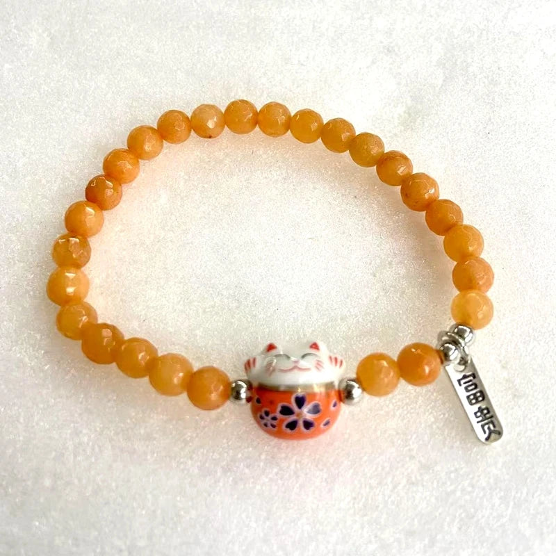 Bracelet en Perles Lucky Cat gracieux