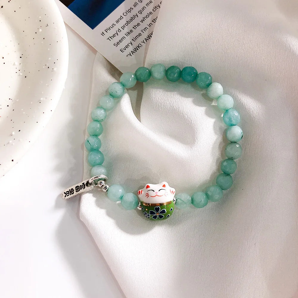 Bracelet en Perles Lucky Cat joli