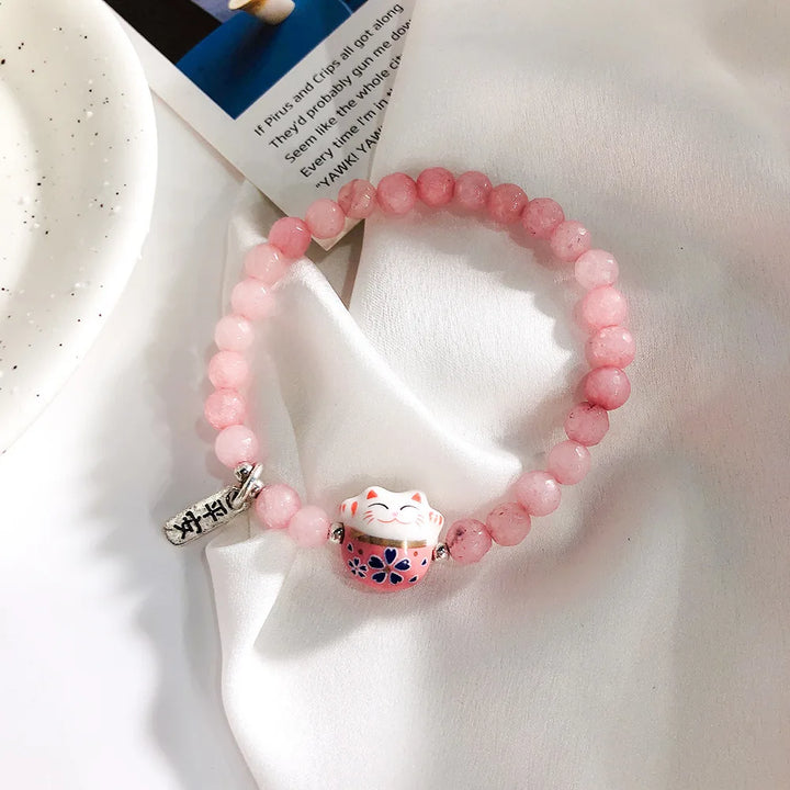 Bracelet en Perles Lucky Cat élégant
