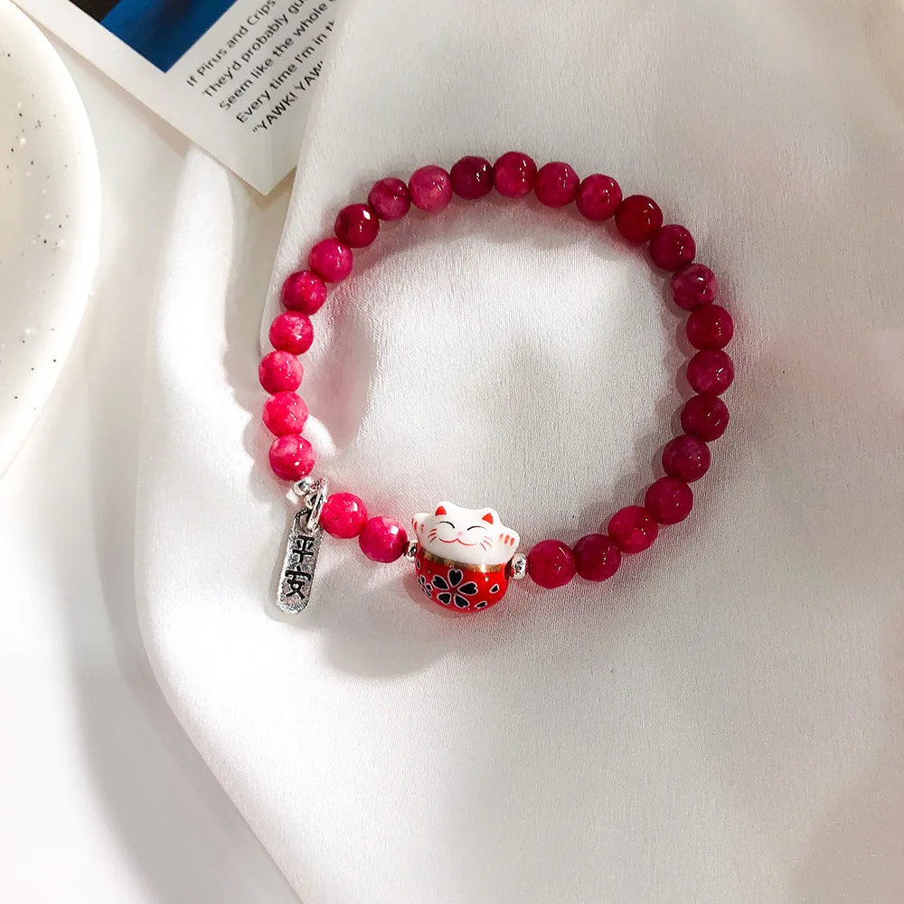 Bracelet en Perles Lucky Cat soigné