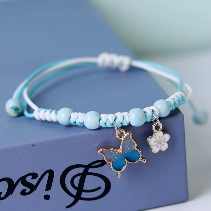 Bracelet japonais papillon coloré bleu
