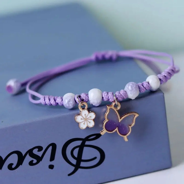 Bracelet japonais papillon coloré violet