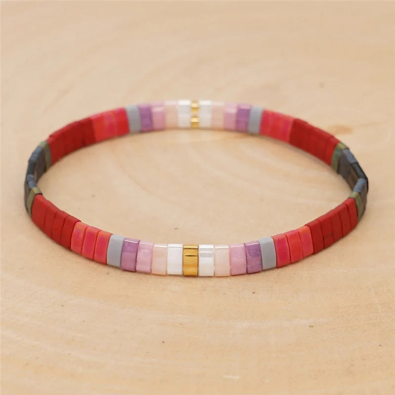Bracelet miyuki tila rouge