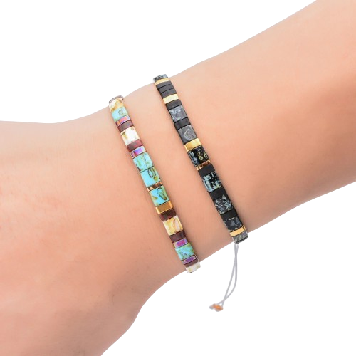 Bracelet perles miyuki plates stylé