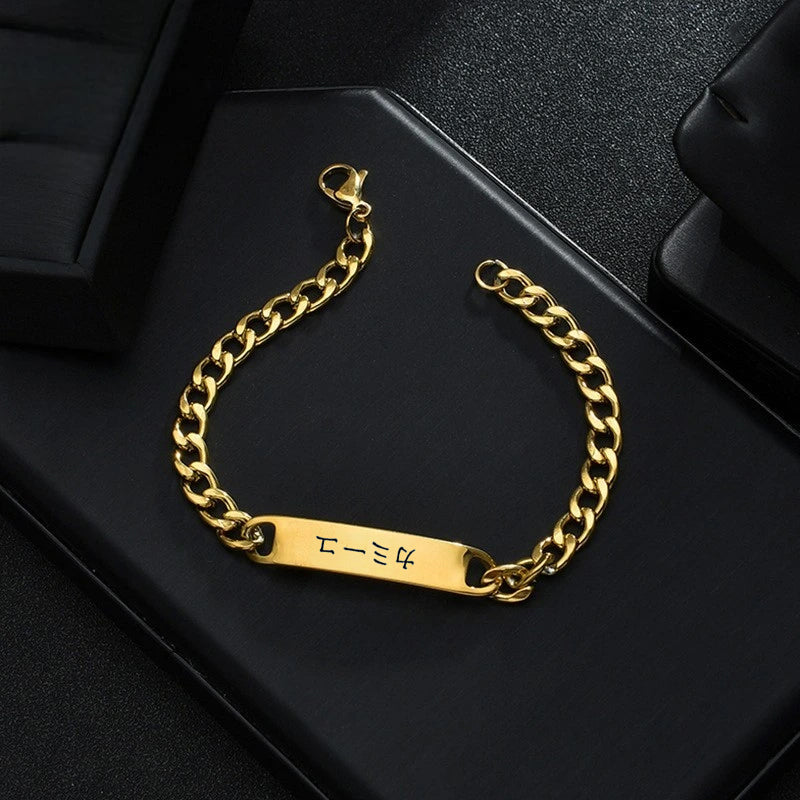Bracelet personnalisé japonais en acier or