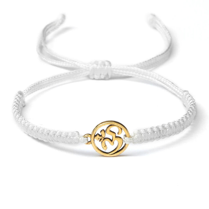 Bracelet porte-bonheur japonais en corde tressée blanc
