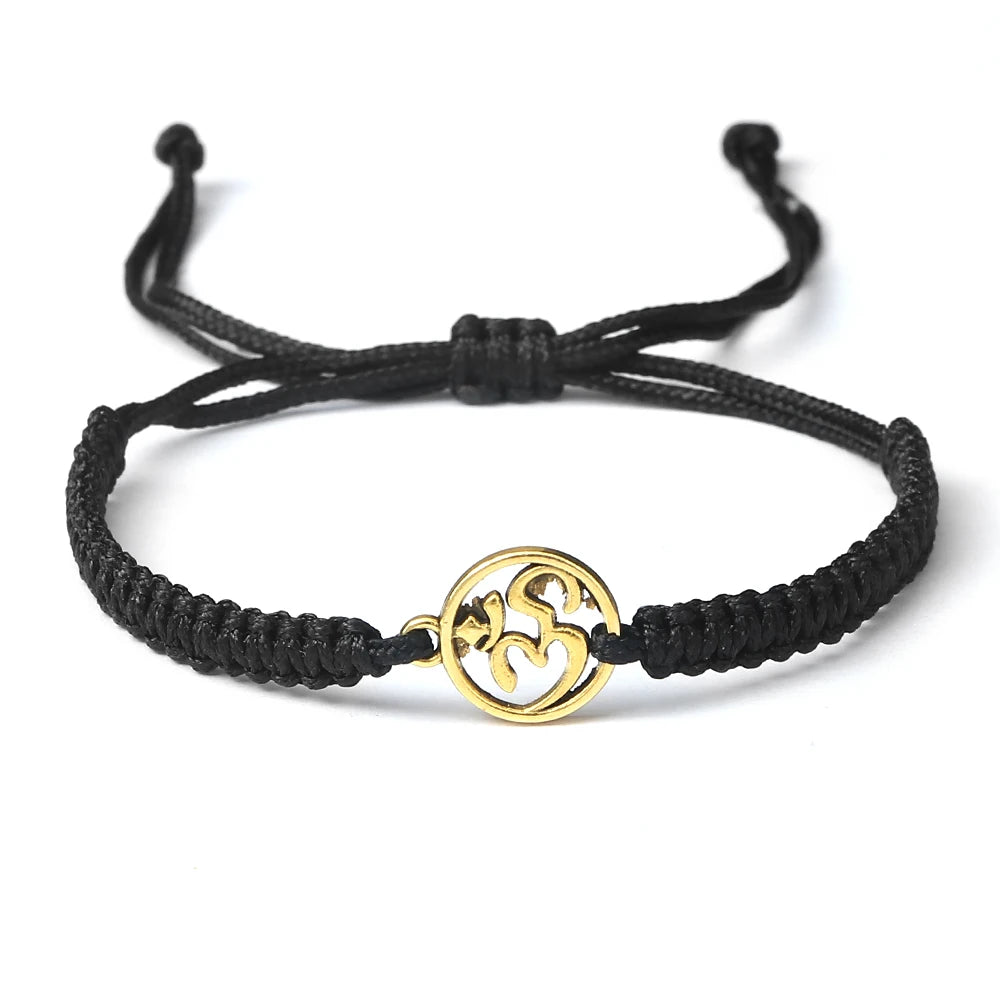 Bracelet porte-bonheur japonais en corde tressée noir