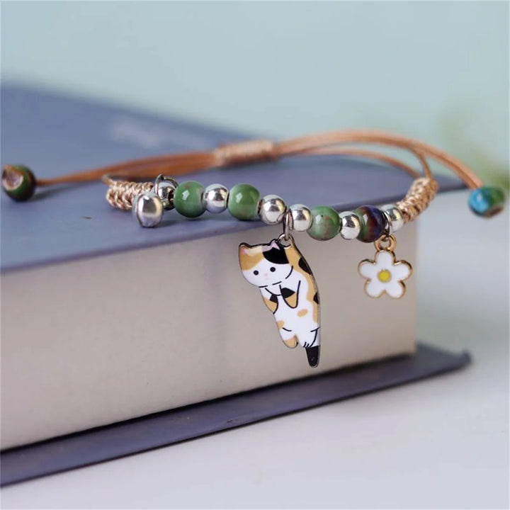 Bracelet tressé japonais chat stylé