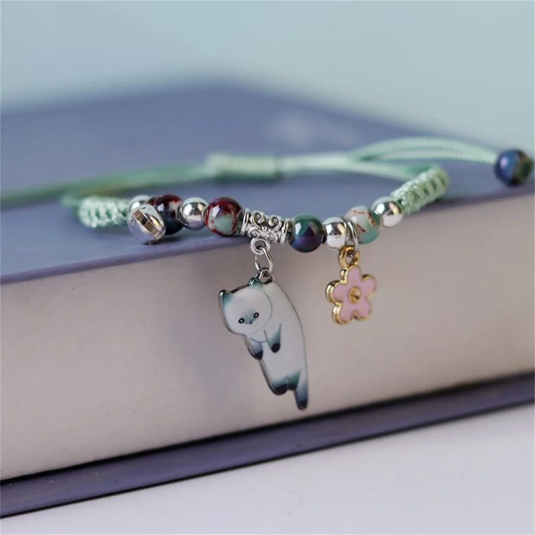 Bracelet tressé japonais chat unique
