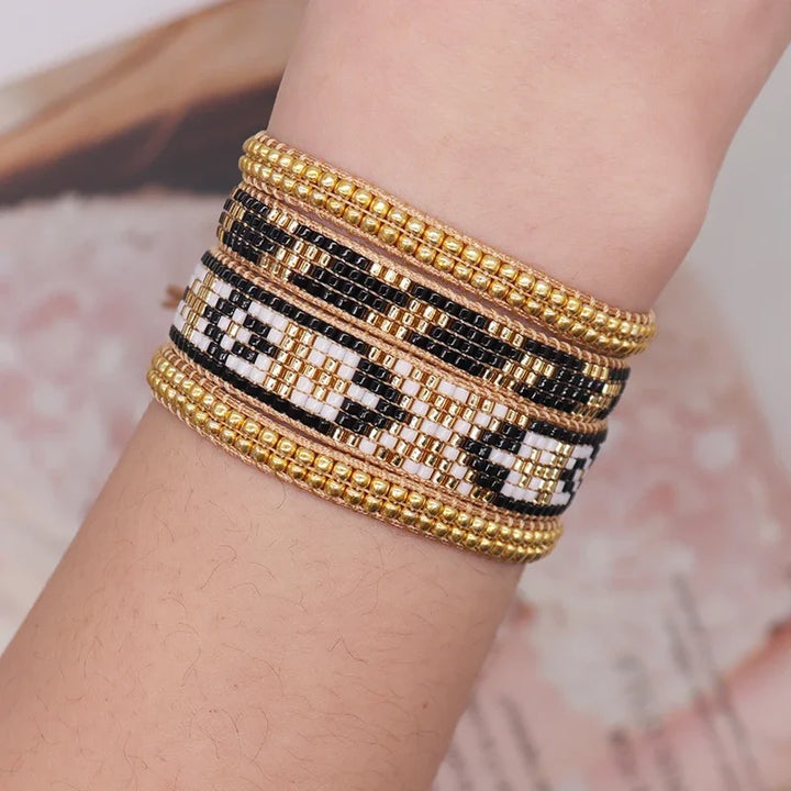 Bracelets Miyuki Noir et Doré à Lacet