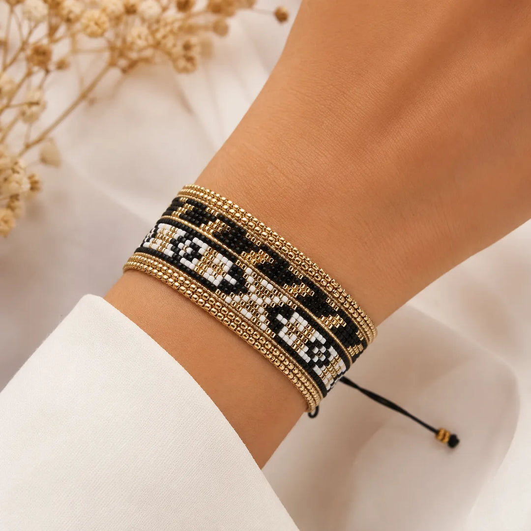 Bracelets Miyuki Noir et Doré à Lacet  cool
