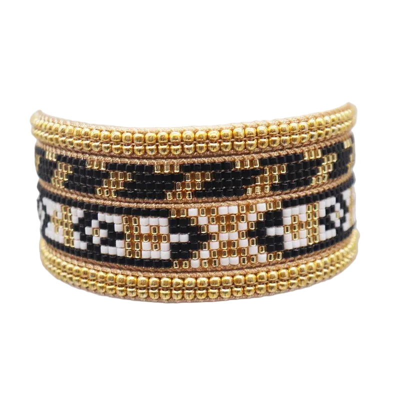 Bracelets Miyuki Noir et Doré à Lacet stylé
