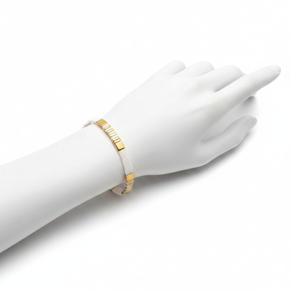 Bracelets Miyuki Perles Tila Or Blanc chic