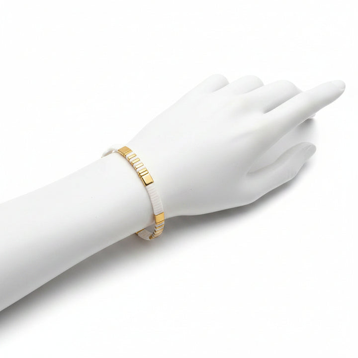 Bracelets Miyuki Perles Tila Or Blanc chic