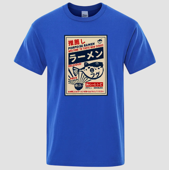 T-shirt Japonais Confortable bleu