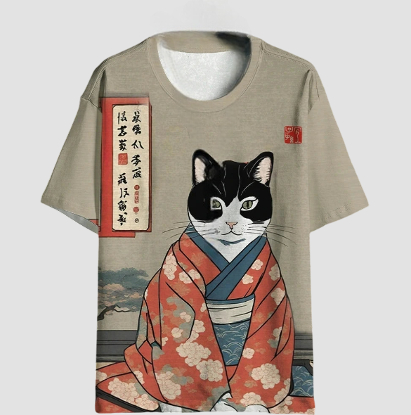 T-shirt 3D Chat Japonais