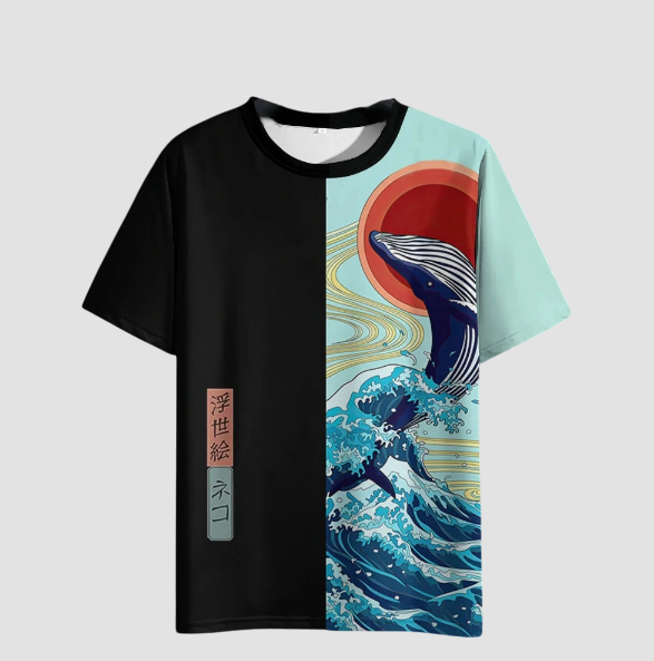 T-shirt Japonais Baleine