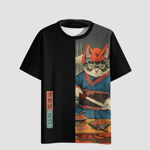 T-shirt Japonais Chat de Samouraï