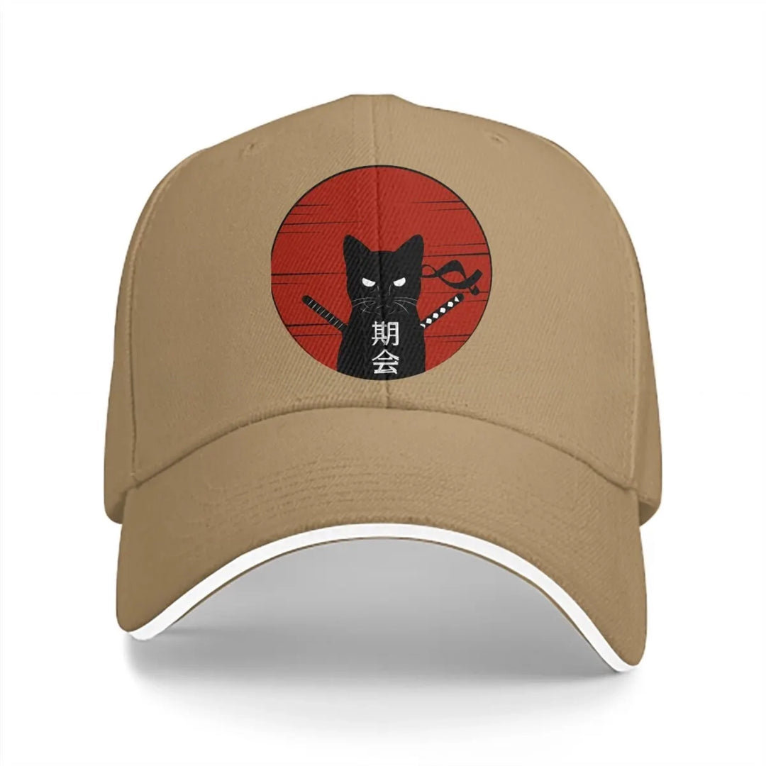 Casquette Japonaise Chat Ninja Beige