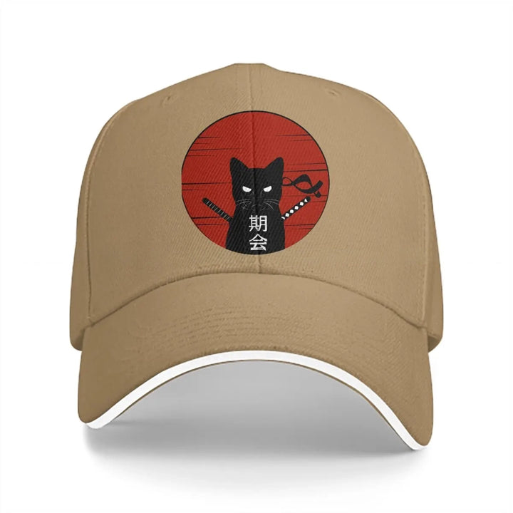 Casquette Japonaise Chat Ninja Beige