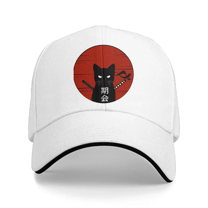 Casquette Japonaise Chat Ninja Blanc
